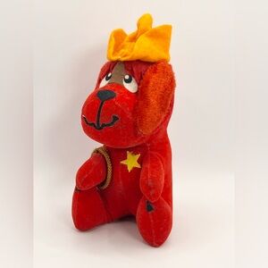 Vintage Dakin Dream Pets 1950s 60s Red Dog w Hat Marshall Rufus 6” Wood Figure
